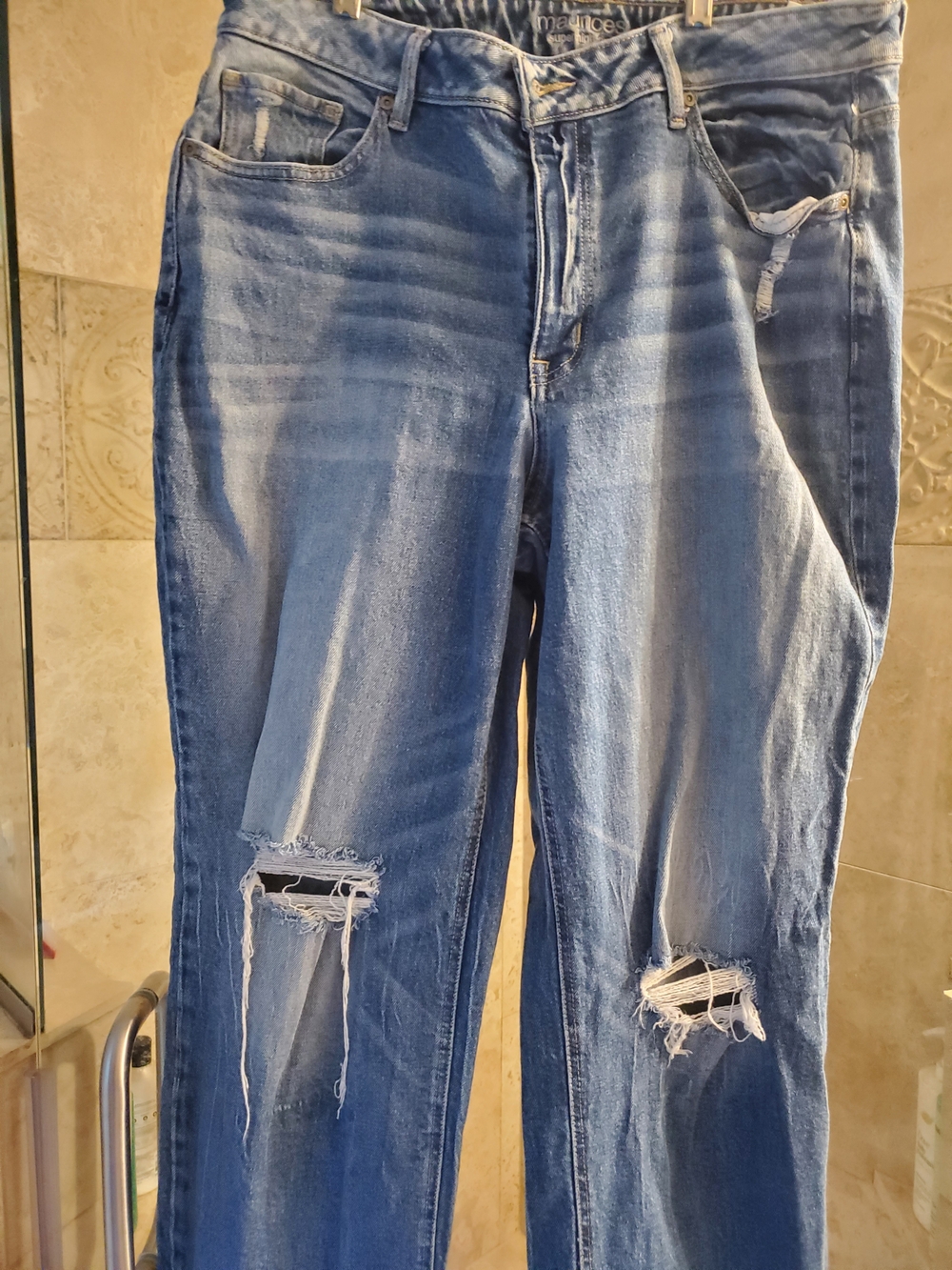 Maurices Super High Rise Distressed Jeans - Classic Straight Fit 18 Long
